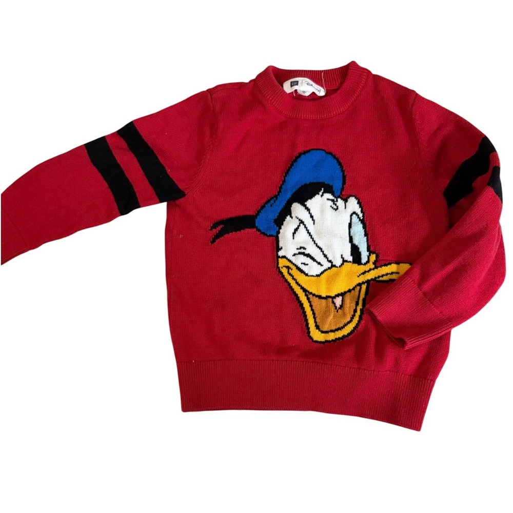Baby Gap Disney Donald Duck Sweater 4Y‎ Toddler Red Play Cartoon Retro Preppy